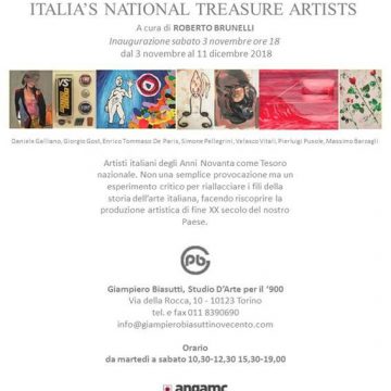 Inaugurazione “Italia’s National Treasure Artists” – sabato 3 novembre, h18, Giampiero Biasutti Studio D’Arte (Torino)