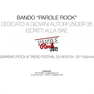 “BANDO PAROLE ROCK”  edizione 2019   