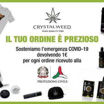 Crystalweed, azienda milanese di cannabis light, dona alla Protezione civile 1 euro per ogni ordine ricevuto