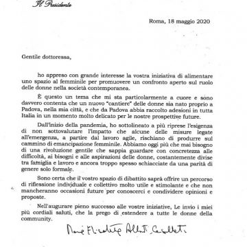 Il sostegno della Presidente del Senato Maria Elisabetta Alberti Casellati alla rivoluzione gentile del Cantiere delle donne think tank al femminile nato proprio nella “sua Padova”