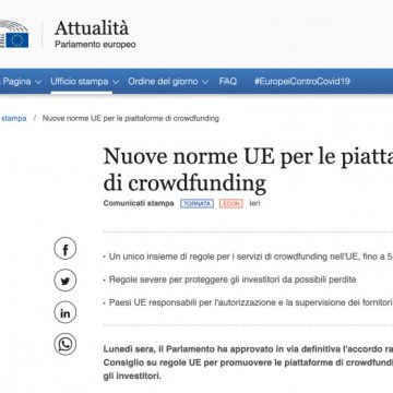 Approvato il regolamento UE sul crowdfunding