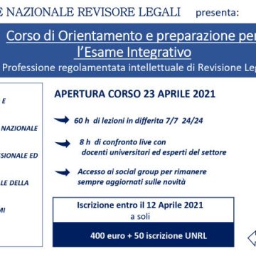 Partono a raffica i corsi dell’Unione Nazionale Revisori Legali